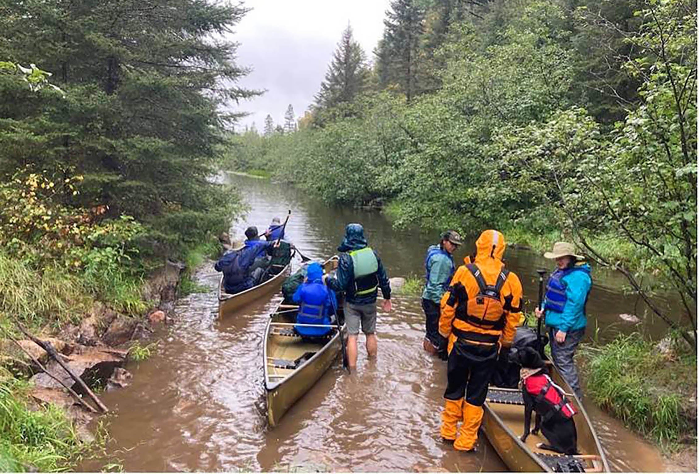 Paddling on a rainy day in Boundary Waters Wilderness