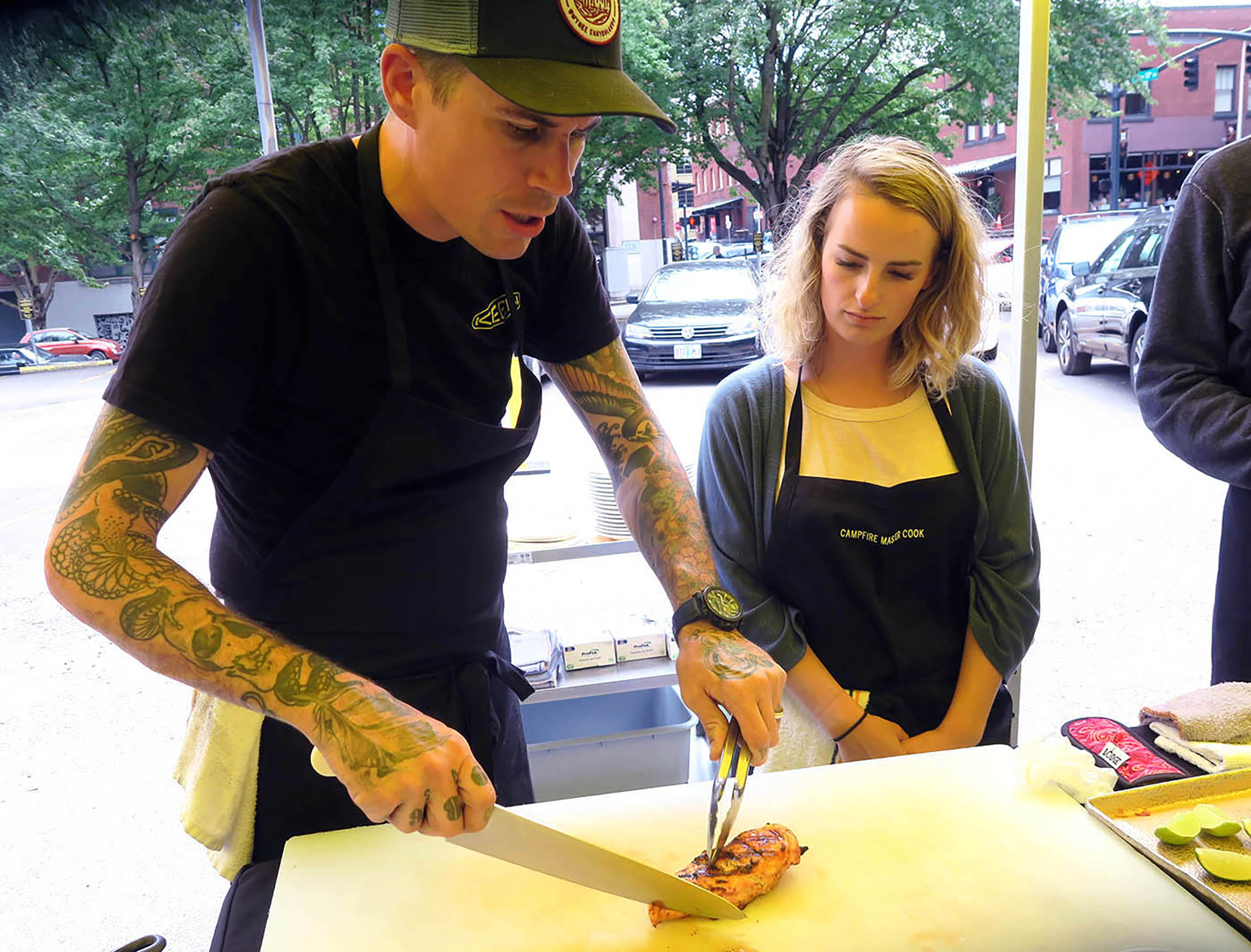 A campfire cooking class