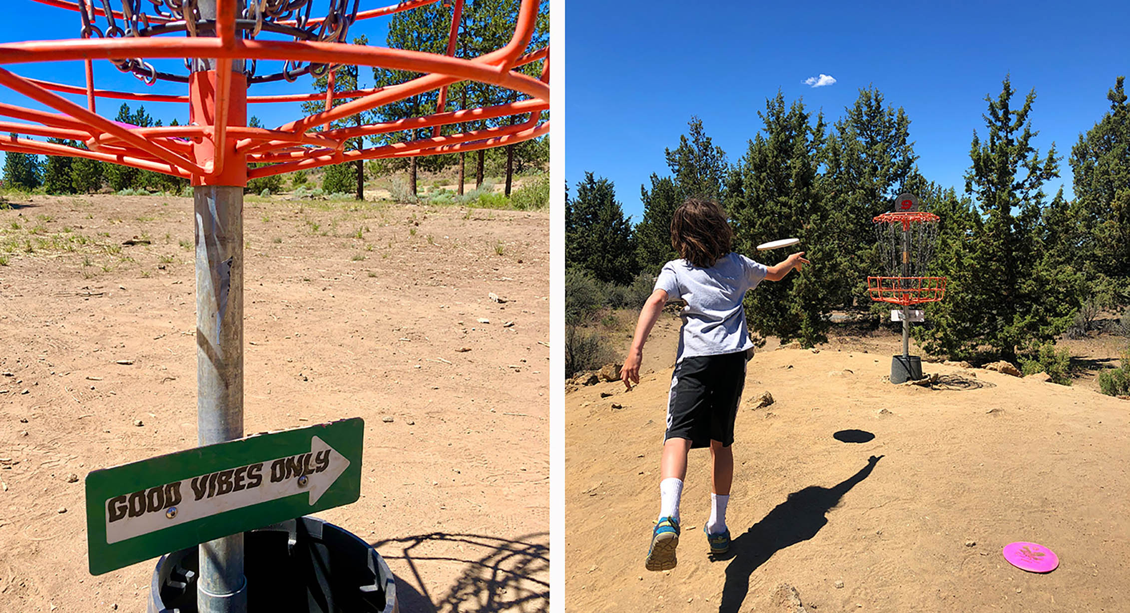 a child playing disc golf