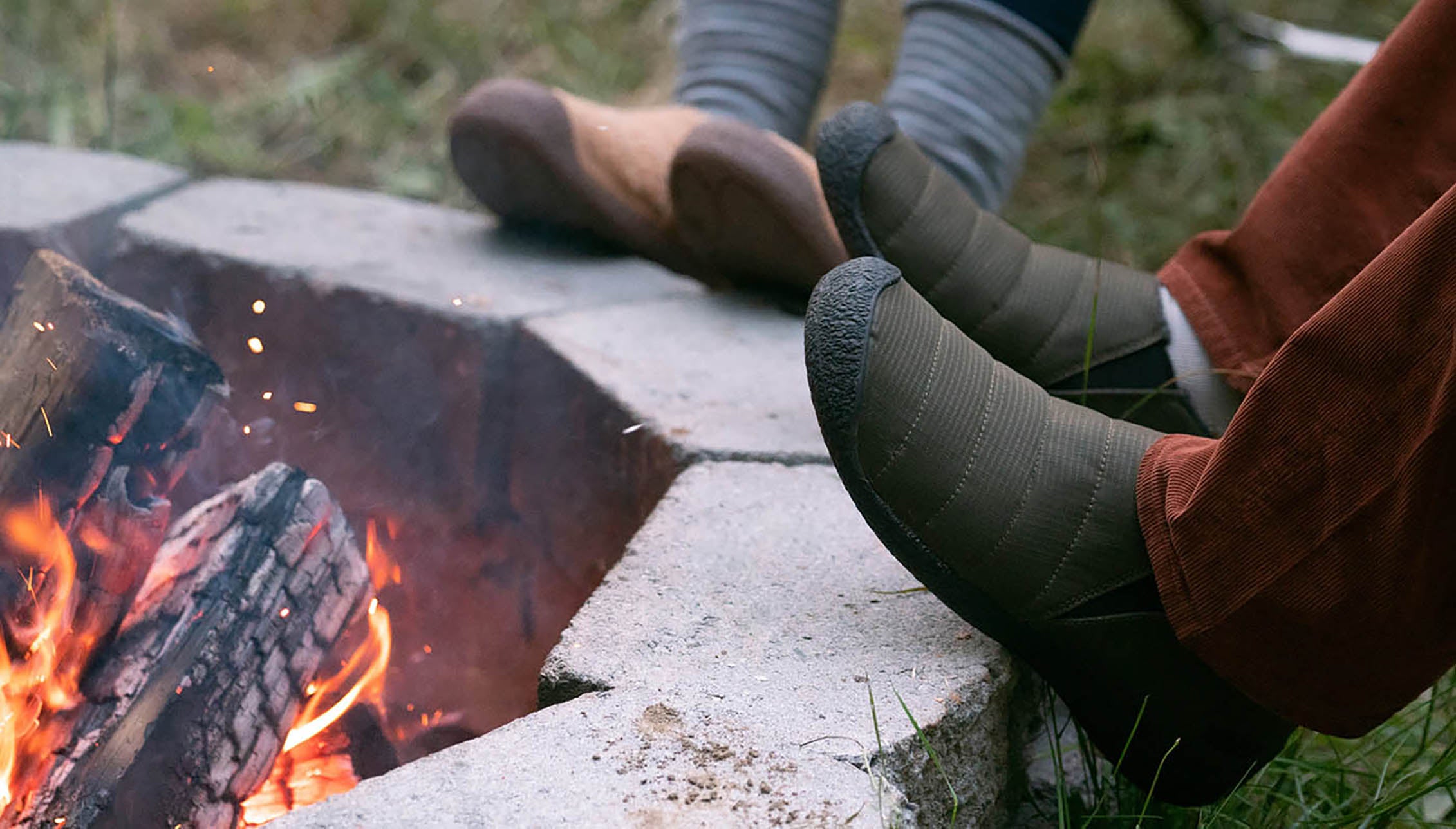 sitting around a firepit