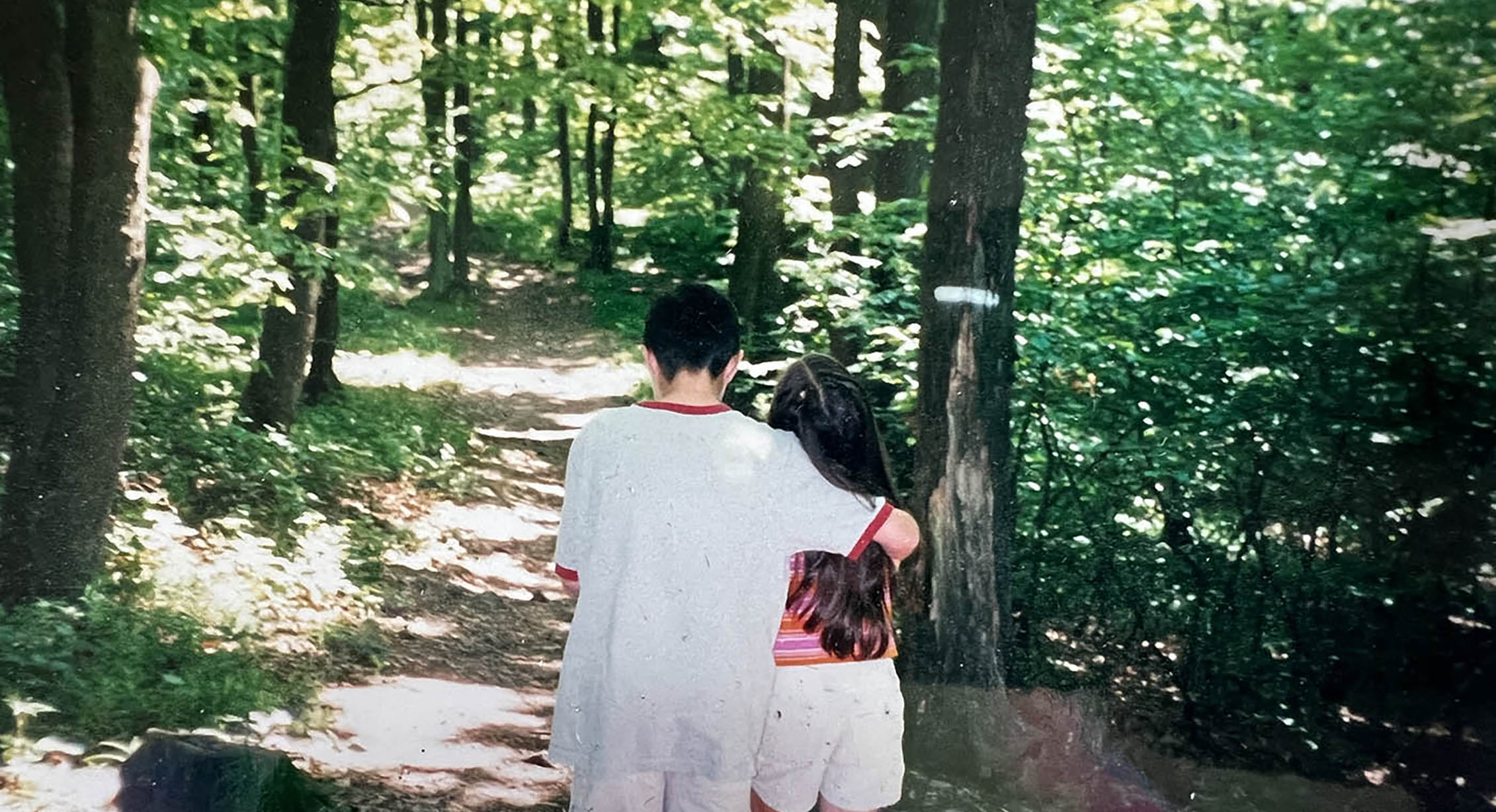 Brother and sister hiking