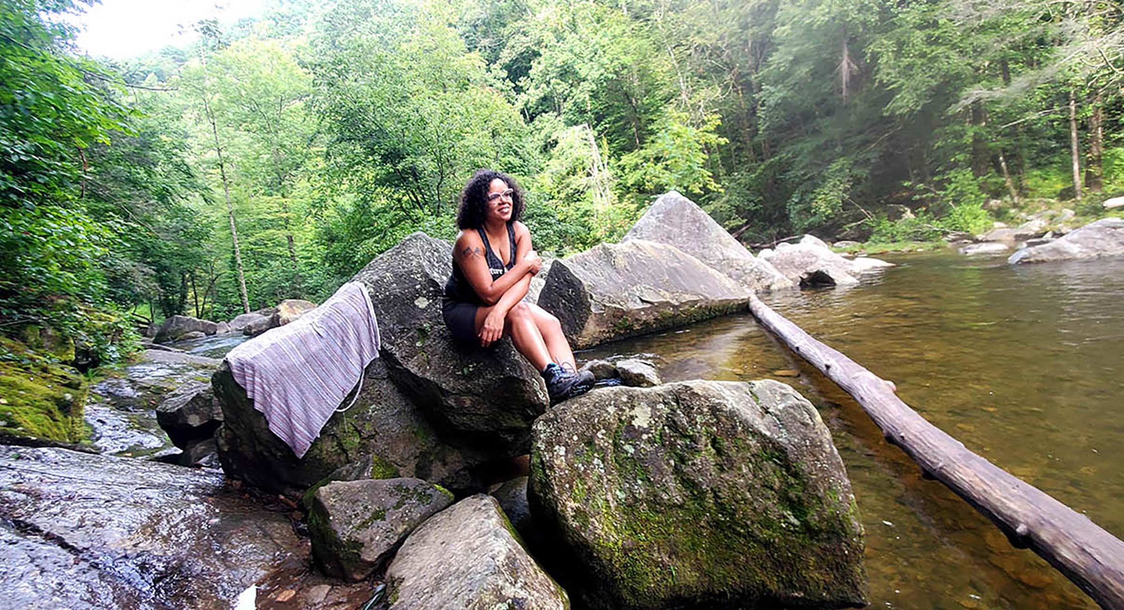 Enjoying the creek in Pisgah National Forest