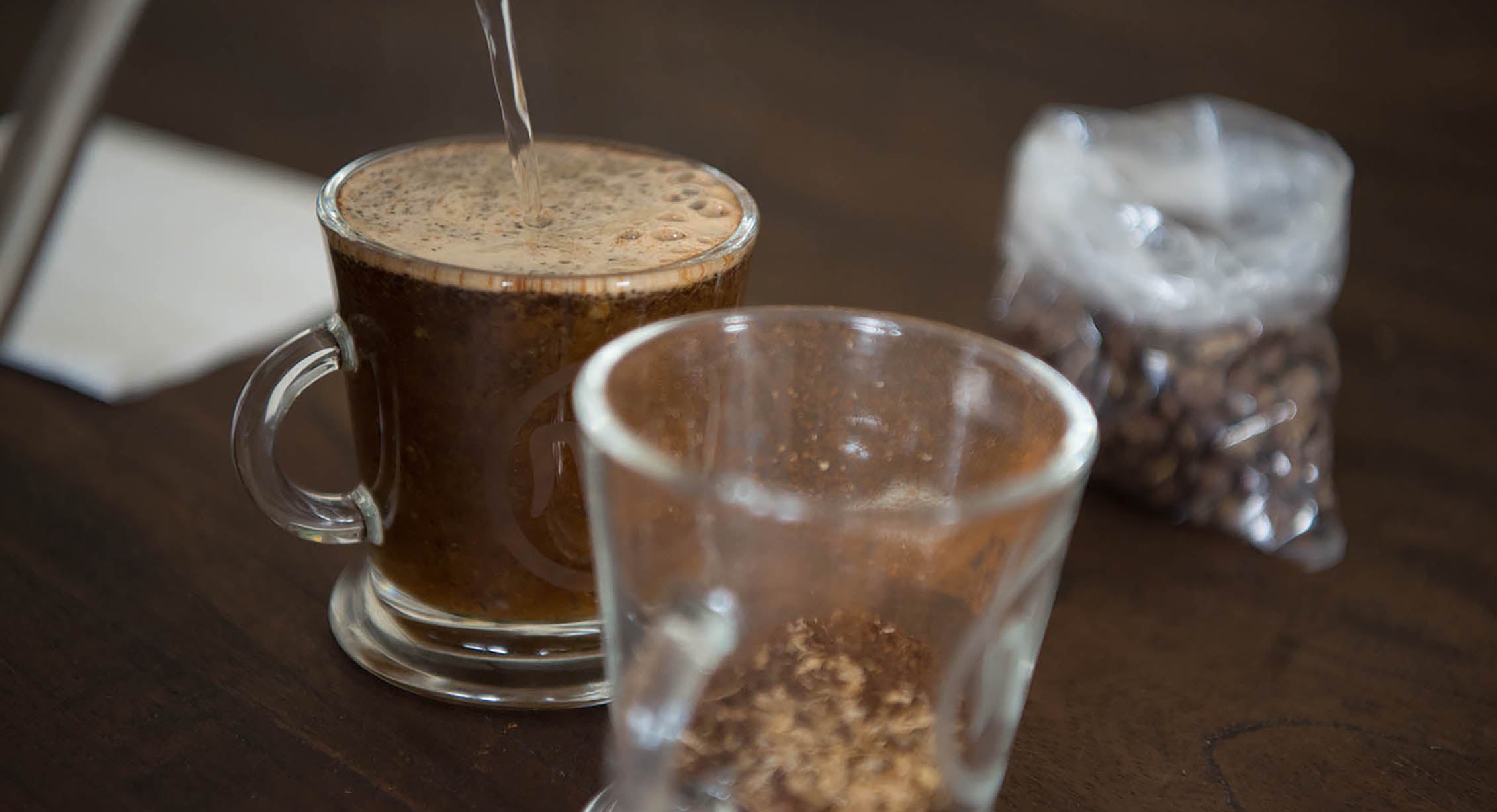 A coffee pour for a tasting