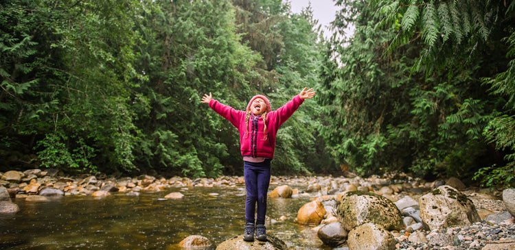 a child catching raindrops in her mouth