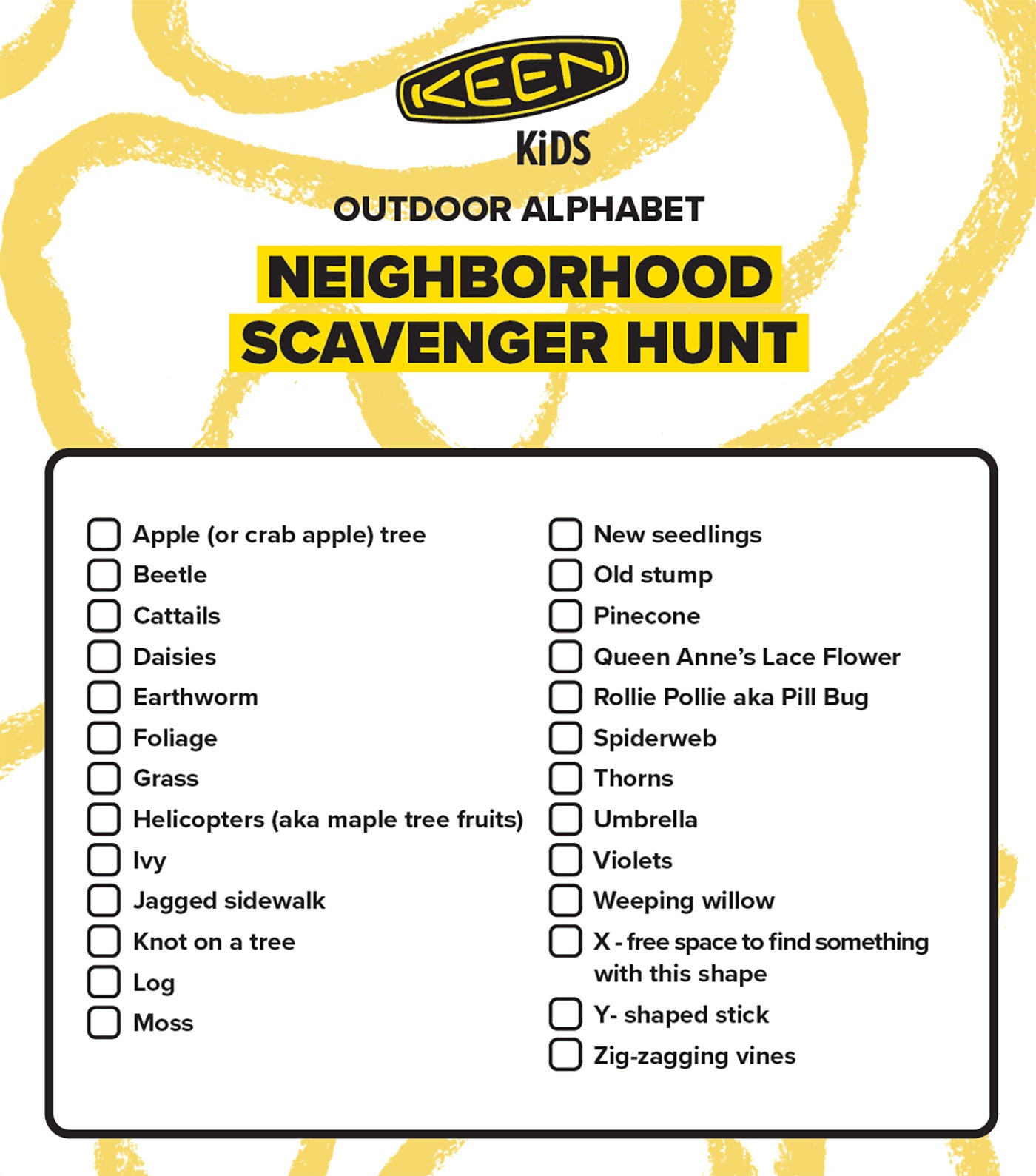 Printable scavenger hunt