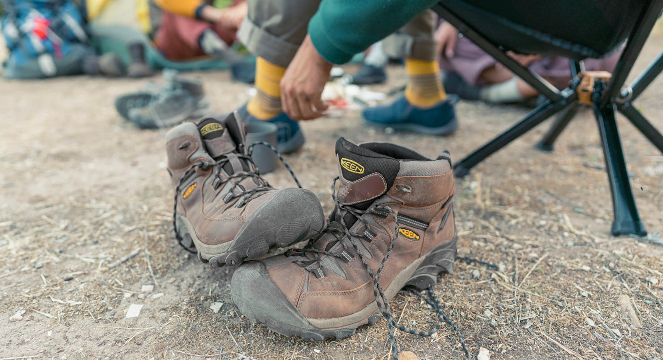 Worn KEEN hiking shoes