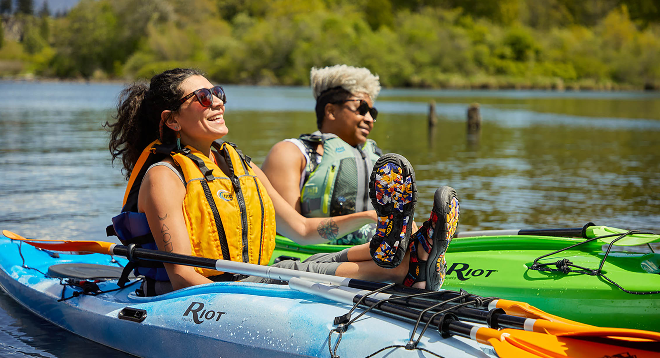 The Wild Diversity team kayaking in the Columbia Gorge